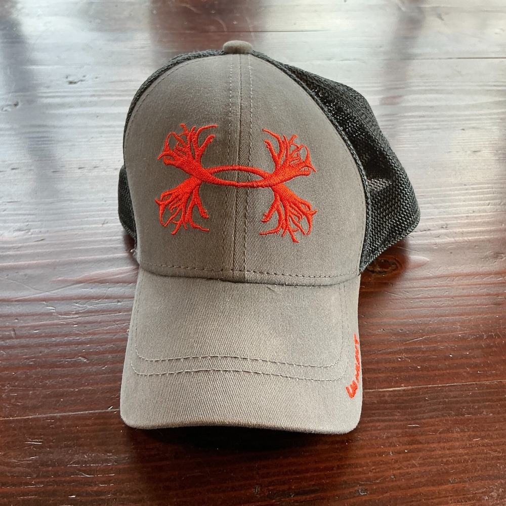 Under Armour Hunt Outdoor Trucker Hat Youth Gray Cotton Adjustable Snapback Cap‎